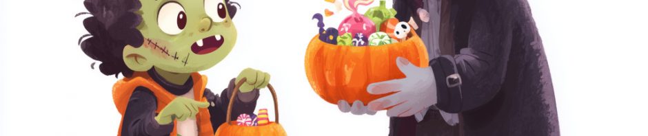 A Zombie Trick or Treating at a Vampire's house